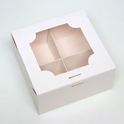 Цена за 3 шт. Коробка для 4 пирожных, белая, 16×16×8 см