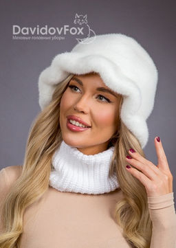 Шапка Шляпка экомех волна белый