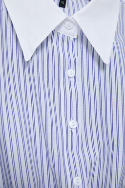 Trendyolmilla Lacivert Vucudu Saran Gomlek Detayl? Mini Dokuma Elbise TWOSS25EL00232  фото 7