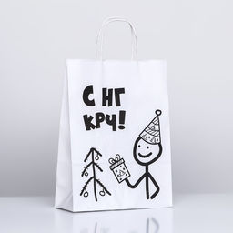 Пакет подарочный с приколами,  «С НГ крч!», белый, 32 х 24 х 10,5 см