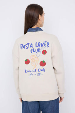 Teen Tas Oversize/Genis Kal?p S?rt Bask?l? Kal?n Ici Polarl? Orme Sweatshirt TWOAW26SW00177 - Trendyolmilla фото 8