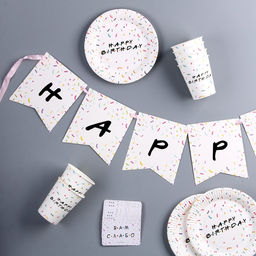 Набор бумажной посуды Happy birthday: 6 тарелок, 6 стаканов