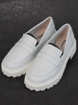 03-PDD178-1 GRAY WHITE Лоферы женские (натуральная кожа)