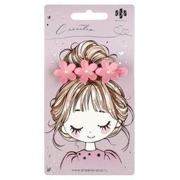 Заколка для волос зажим, арт. 71764 / 10 ЦВЕТОЧКИ (в наборе: 1шт., 6,4 см, черный металл, полиэфир