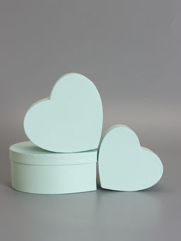 Набор подарочных коробок 3 в 1 сердца, пастельный голубой, 22×20×9; 18.5×17×7.5; 16×14×6 см