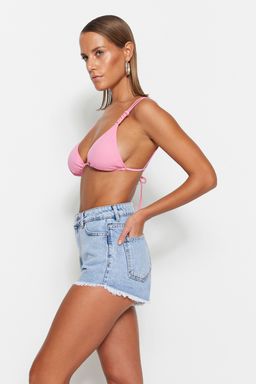 TRENDYOLMILLA Gri Mini Dokuma Denim %100 Pamuklu Plaj Sort TBESS23SR00030  фото 2