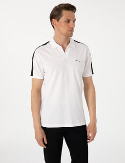 Siyah Kol Detayl_ Slim Fit %100 Pamuk Apa_ Yaka Ti__rt