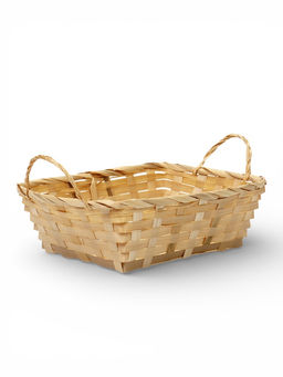 Корзина плетёная для хранения, 24×20×8 см, с ручками, бамбуковая, цвет натуральный, Greengo