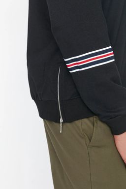 Siyah Oversize/Genis Kesim Seritli Sardonsuz Sweatshirt TMNAW21SW0796 - Trendyolmilla фото 4