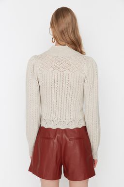 Tas Ajurlu/Delikli Dik Yaka Triko Kazak TWOAW21KZ0034 - Trendyolmilla фото 5