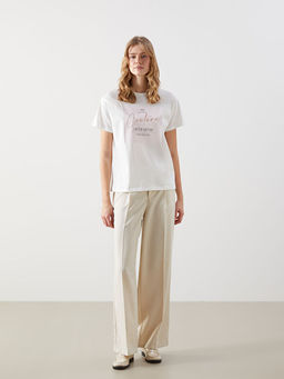 Bisiklet Yaka Bask?l? Kad?n Ti??rt