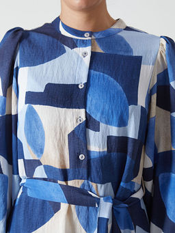 Bisiklet Yaka Desenli Elbise