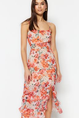 TRENDYOLMILLA Pembe Cicekli A Kesim Midi Dokuma Elbise TWOSS23EL01872  фото 3
