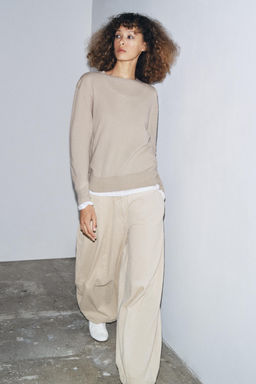 100% EXTRA-SOFT WOOL JUMPER WITH LONG SLEEVES