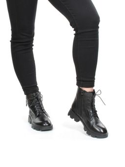 01-CYL94-D1 BLACK Ботинки демисезонные женские (натуральная кожа, байка)
