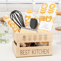 Кухонный набор подарочный «Этель» Best kitchen: полотенце, варежка-прихватка, лопатка, венчик, губка