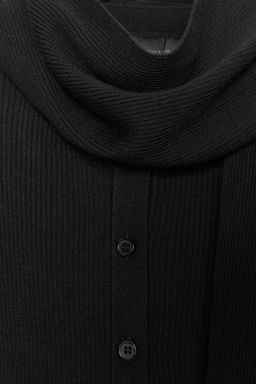 RIB KNIT CARDIGAN WITH SCARF - Zara фото 9