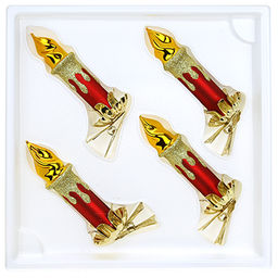 Елочная игрушка фигурка стеклянная Свечи 8,7см, на прищепке, ручная художественная роспись, подарочная упаковка, набор 4шт (Россия)