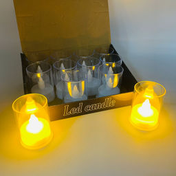 Новогодний декор Ночник - Свеча в колбе белая 7 см (12 шт в уп)