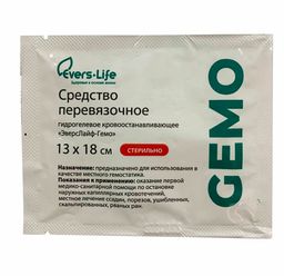Средство перевязочное гидрогелевое кровоостанавливающее GEMO (13x18 см) №215