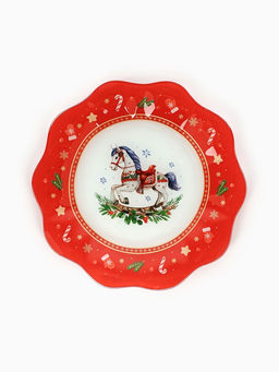 Тарелка плоская новогодняя Игрушки, d=23 см, стекло