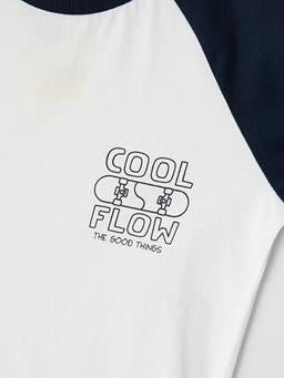 Bisiklet Yaka Reglan Kollu Bask?l? Erkek ?ocuk Ti??rt