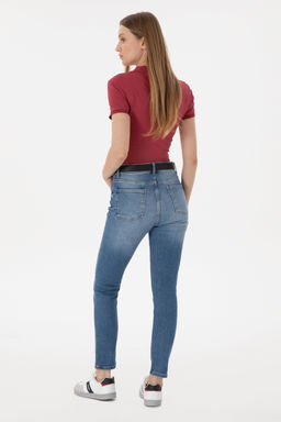 Джинсы Slim High Waist Fit синие из хлопка
