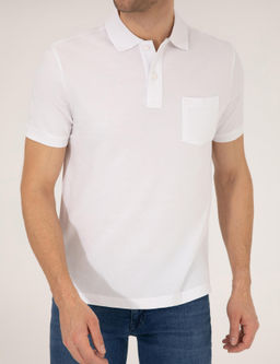 Beyaz Regular Fit Polo Yaka Basic Ti__rt