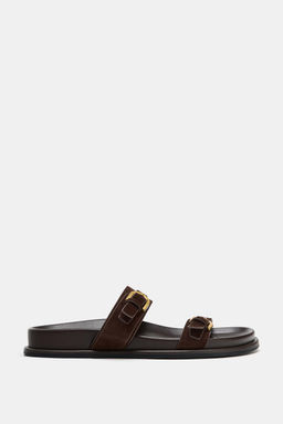 SANDALIA PIEL DOBLE HEBILLA / Marr?n - Zara фото 2