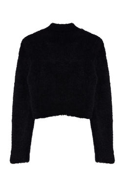 TRENDYOLMILLA Siyah Crop Yumusak Dokulu Boncuk Detayl? Triko Kazak TWOAW25KZ00143