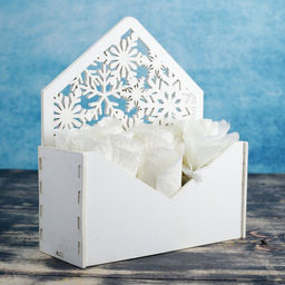 Кашпо деревянное 18?6?20 см Конверт Радель Изморозь, белый Дарим Красиво