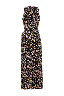 Siyah Cicekli Baglama Detayl? A-line Midi Dokuma Elbise TWOSS24EL00458