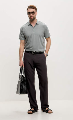 Брюки лен F511-0851 d.grey