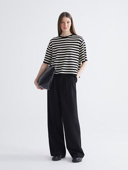 Bisiklet Yaka ?izgili Kad?n Triko Kazak