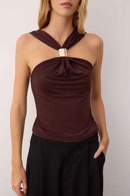 Trendyolmilla Siyah Aksesuar Detayl? Buzgulu Esnek Orme Bluz TWOSS25BZ00529 фото 7