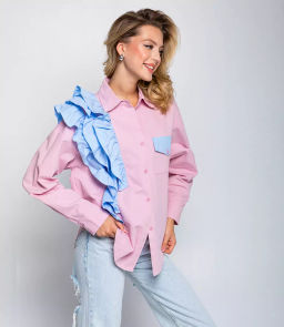 Рубашка #КТ2666, пудровый