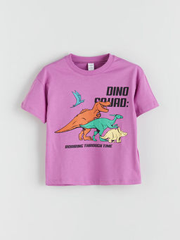 Bisiklet Yaka Dinazor Bask?l? Erkek ?ocuk Ti??rt