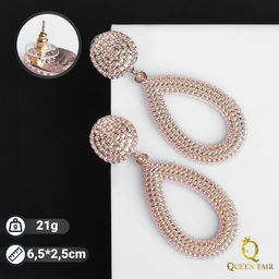 Серьги металл Барбадос капли, цвет розовое золото