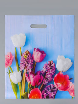 Цена за 50 шт. Пакет Цветочный уют, полиэтиленовый с вырубной ручкой, 38?45 + 3 см, 50 мкм