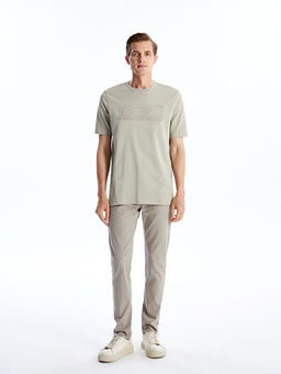 Bisiklet Yaka K?sa Kollu Bask?l? Penye Erkek Ti??rt