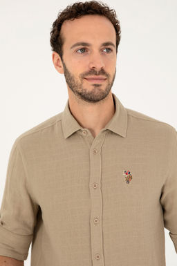 U. S. Polo Assn / Мужская рубашка светло-хаки с длинным рукавом - U.s. polo assn фото 2