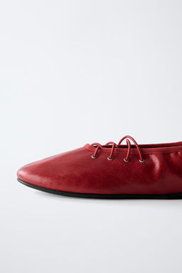 LACE-UP BALLET FLATS - Zara фото 5