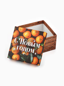 Коробки подарочные новогодние набор 6 в 1 «Яркие мандарины», 10×10×6 - 20×20×11 см