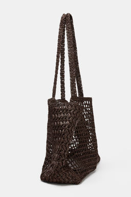 BOLSO MAXI SHOPPER TRENZADO / Marr?n - Zara фото 4