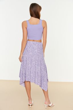 TRENDYOLMILLA Siyah Volanl? Asimetrik Yuksek Bel Midi Esnek Orme Etek TWOAW20ET0440  фото 44