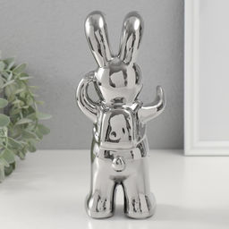 Фигурка керамика Модный зайка, серебро, 7?9.5?22 см