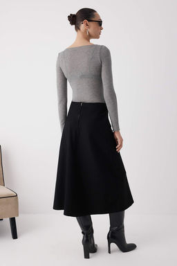 Wardrobe Essentials Siyah Kemerli Maxi Denim Etek | TWOAW26ET00024 - Trendyolmilla фото 4