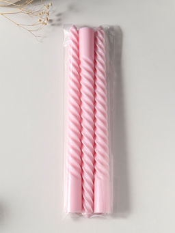 Свеча витая 25 см (набор 3 шт) 57 гр, 5 ч, цв. пастельно-розовый