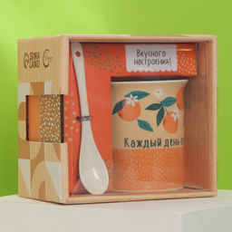 Подарочный набор «Выбирай счастье»: кружка 300 мл, ложка, подставка