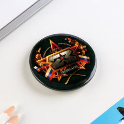 Цена за 10 шт. Значок закатной 23 февраля, d=5.6 см